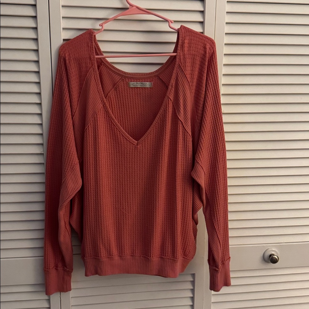 FP Movement by Free People Pink/Orange Waffle Knit Top